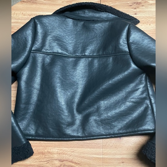 Cropped Black Faux Leather Jacket - Picture 10 of 12